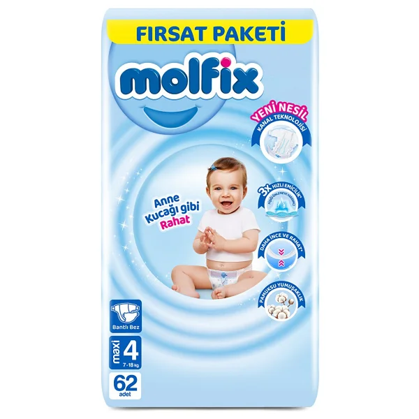 Molfix 4 Numara Maxi 62'li Bebek Bezi - Görsel 6