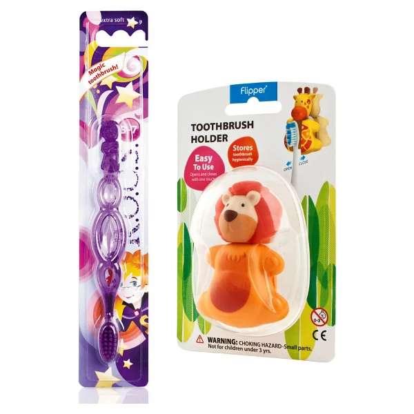 R.o.c.s. Kids 3-7 Yaş Diş Fırçası + Flipper Hijyenik Saklama Kabı Seti Aslan Figürlü - Görsel 4