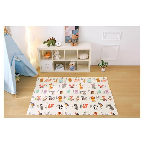 Mooie Baby's Funny Zoo Katlanabilir Çift Taraflı Oyun Matı Oyun Halısı 150 x 180 x 1 cm - Antrasit - 150 x 180 cm - Görsel 6