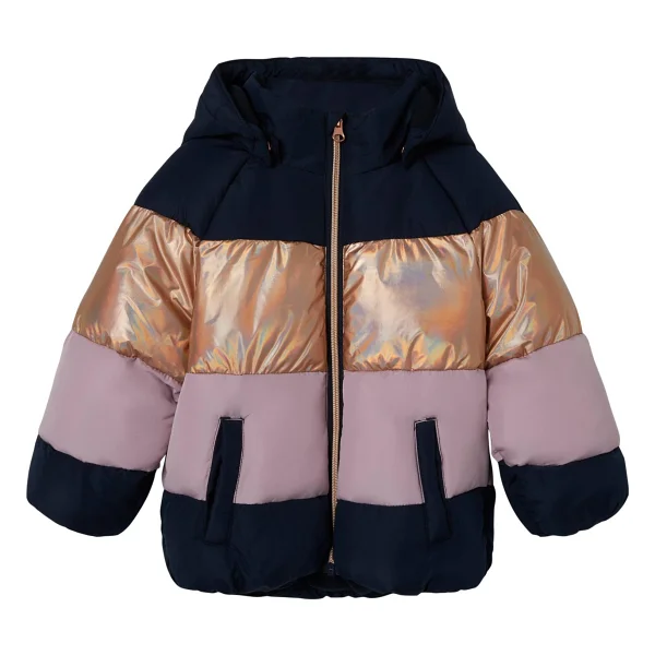 Name İt NI13218549 Name İt Nmfmılle Puffer Jacket Block Foıl çocuk Mont - 2 Yaş - Lacivert - Pembe - Görsel 5