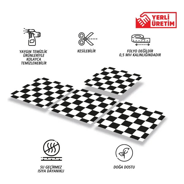 Tink Kendinden Yapışkanlı Dama Desenli Pvc Karo 30x30 Cm 4 Adet 0,36 m2 - Görsel 2