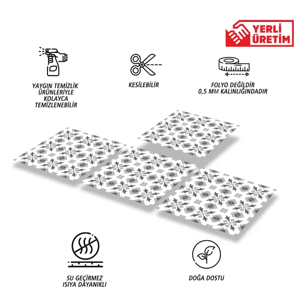 Tink Kendinden Yapışkanlı Geometrik 041 Desenli Pvc Karo 30X30 cm (56 Adet) 5m2 - Görsel 2