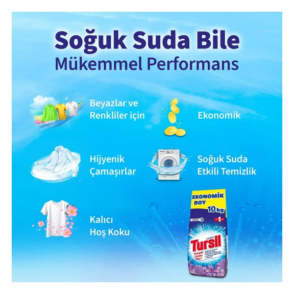 Tursil Matik Leylak Bahçesi Beyazlar ve Renkliler için 10 kg Toz Deterjan - Görsel 6