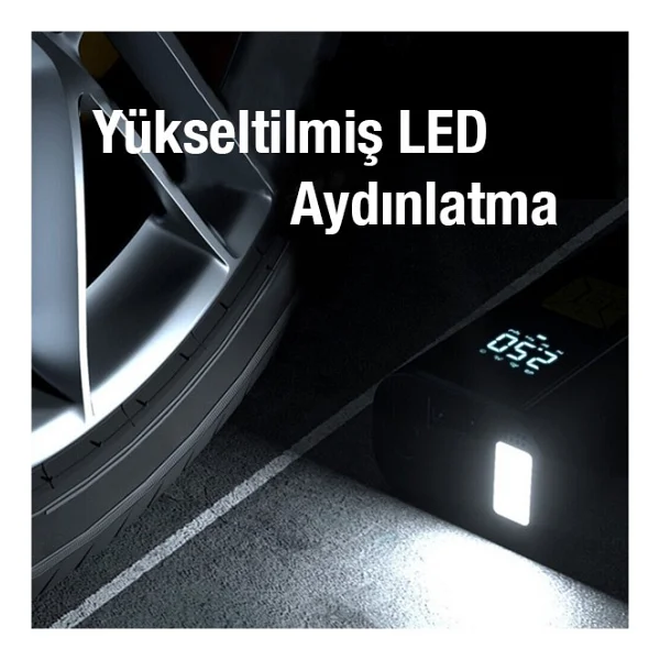 Ally ST-9620B Dijital Led Işıklı Taşınabilir Şarjlı Araç Kompresörü - Görsel 5