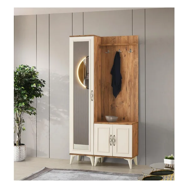 Erezoğulları Nehir Portmanto Askılık Ayakkabılık Aynalı 100x36x200 Ekru - Görsel 4