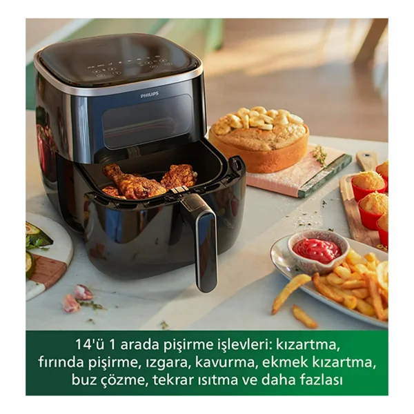 Philips Rapid Air 5.6 Litre Camlı Airfryer Xl Fritöz - Görsel 2