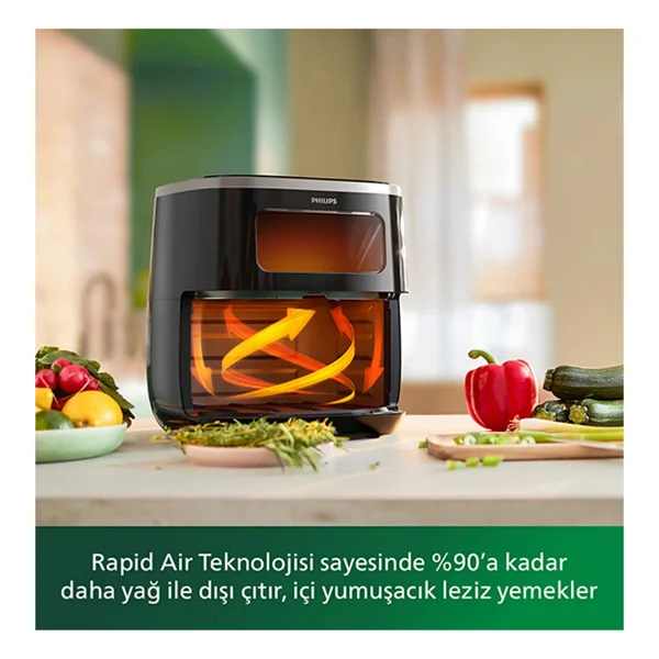 Philips Rapid Air 5.6 Litre Camlı Airfryer Xl Fritöz - Görsel 3