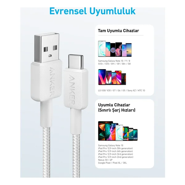 Anker 322 A81H6 1.8 m USB to Type-C Hızlı Şarj Kablosu - Görsel 5