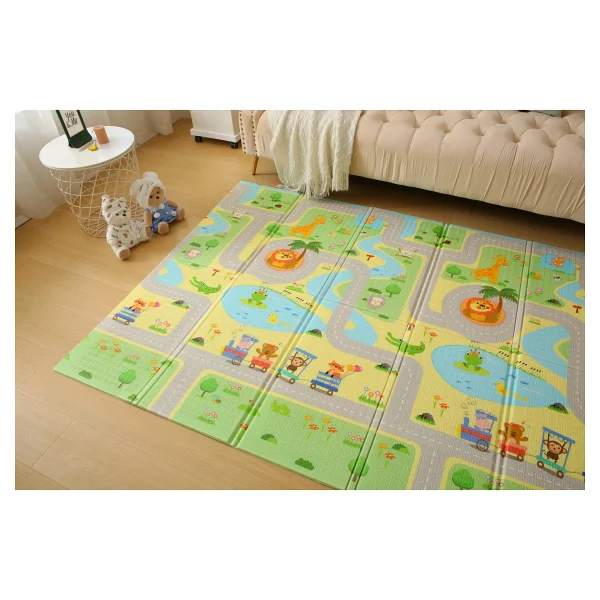Mooie Baby's Funny Zoo Katlanabilir Çift Taraflı Oyun Matı Oyun Halısı 150 x 180 x 1 cm - Antrasit - 150 x 180 cm - Görsel 4