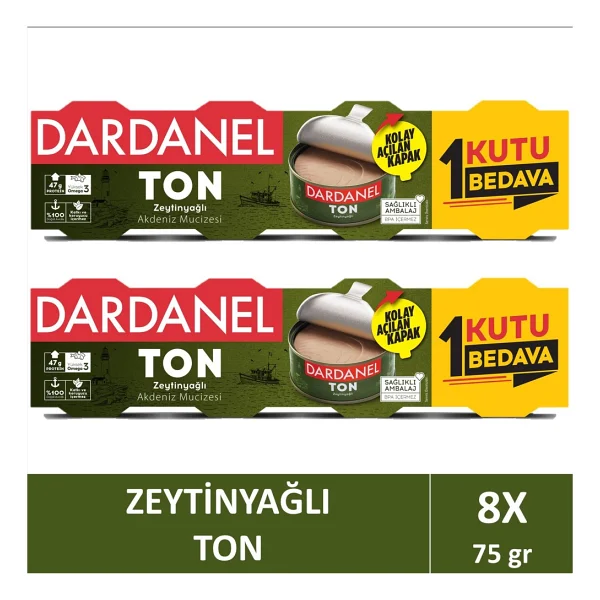 Dardanel Zeytinyağlı Ton Balığı 600 gr 8 Porsiyon Akdeniz Menşeli Lezzetli Hazır Yiyecek - Görsel 8