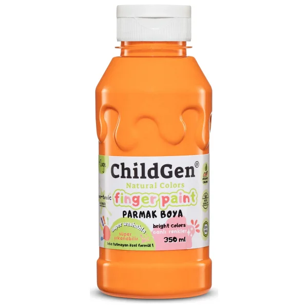 ChildGen Süper Yıkanabilir 350 ml Turuncu Parmak Boya - Görsel 4