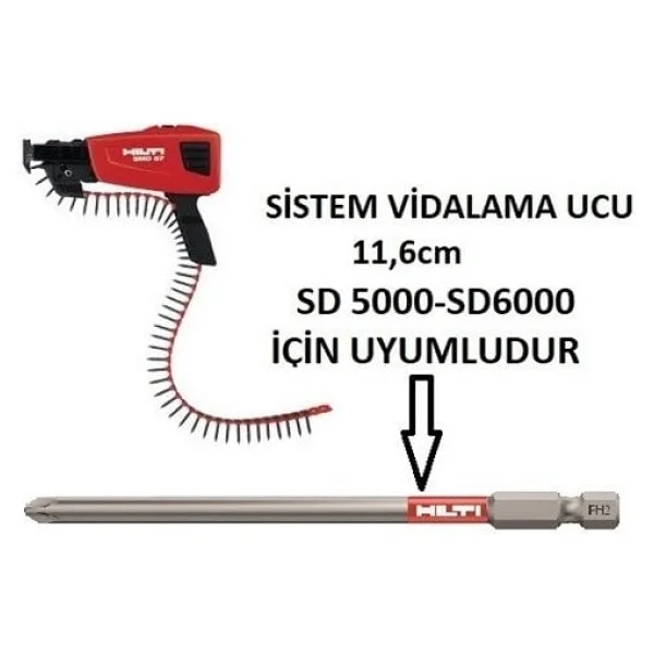 Hilti Sistem Şerit Vidalama Ucu Ph2 116/4 1/2'' 1 Adet - Görsel 2