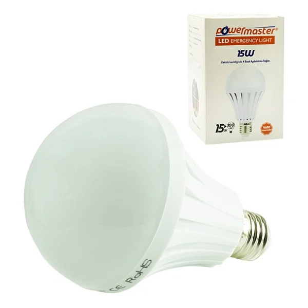 Powermaster 13387 Beyaz Işık 15 W E27 Şarjlı LED Ampul - Görsel 2