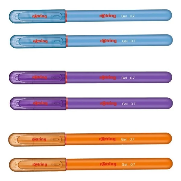 Rotring Jel Mürekkepli Tükenmez Kalem Turuncu Mor Açık Mavi 6'lı - Görsel 2