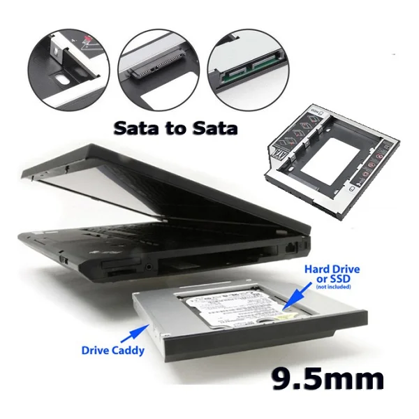 Notebook 2. Harddisk için Yuva Kutu 9.5mm Slim Laptop İkinci Hdd - Görsel 3