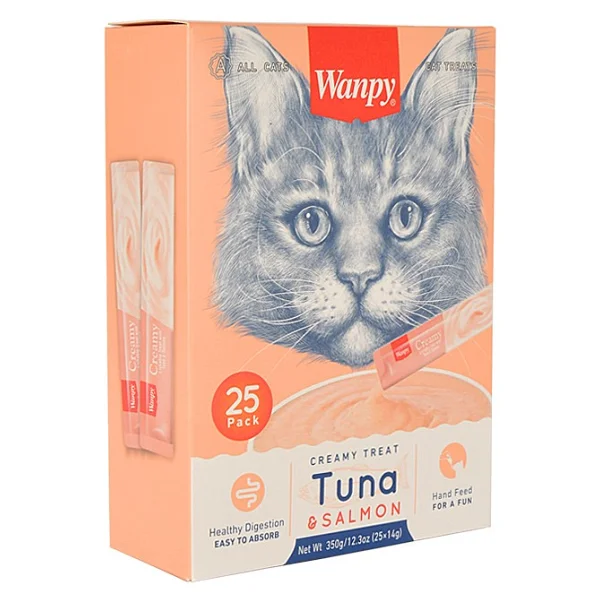 Wanpy Ton Balıklı ve Somonlu 25x14 gr Krema Kedi Ödül Maması - Görsel 3