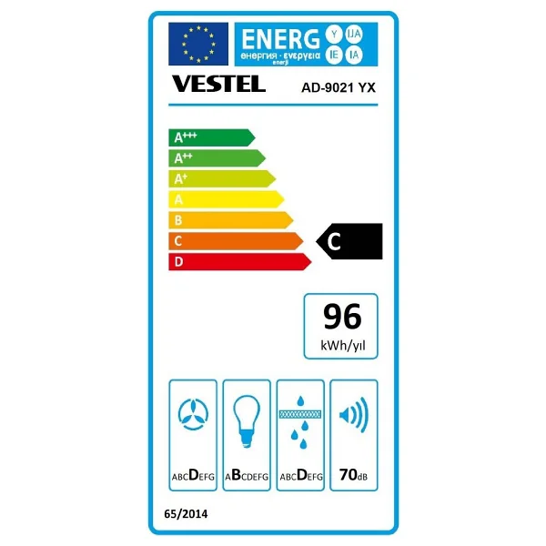 Vestel AD-9021 YX Inox Duvar Tipi Ankastre Davlumbaz - Görsel 2