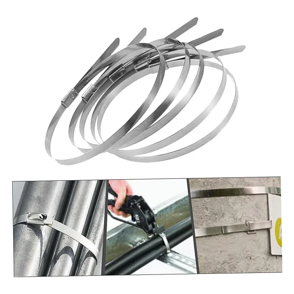Badem10 Cırt Kelepçe Metal Paslanmaz Çelik Kablo Zip Bağı Çok Amaçlı Bağlama 4.6X300 1 Adet - Görsel 5