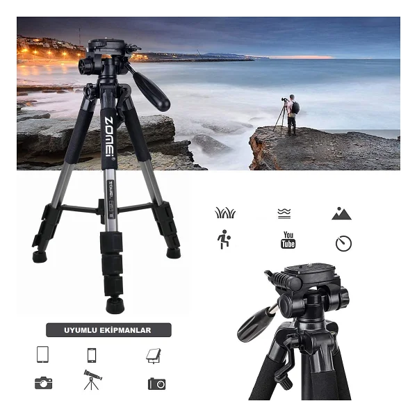 Zomei Q111 Profesyonel Alüminyum Tripod - Görsel 3