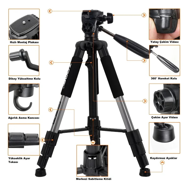 Zomei Q111 Profesyonel Alüminyum Tripod - Görsel 5