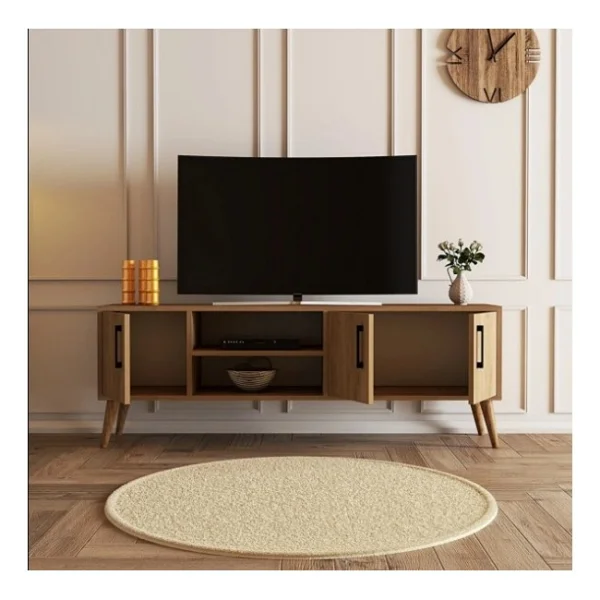 Mezza 1586 Exxen 150 cm Ahşap Ayaklı Tv Ünitesi Sepet Rengi - Meşe - Görsel 4