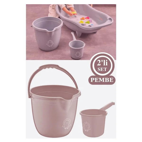 Flosoft Bebek Banyo Su Kovası ve Maşrapası 2'li Set, Saplı Oluklu Kova 13lt ve Maşrapa 1,5lt - Görsel 5