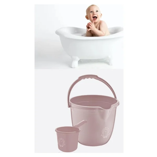 Flosoft Bebek Banyo Su Kovası ve Maşrapası 2'li Set, Saplı Oluklu Kova 13lt ve Maşrapa 1,5lt - Görsel 4