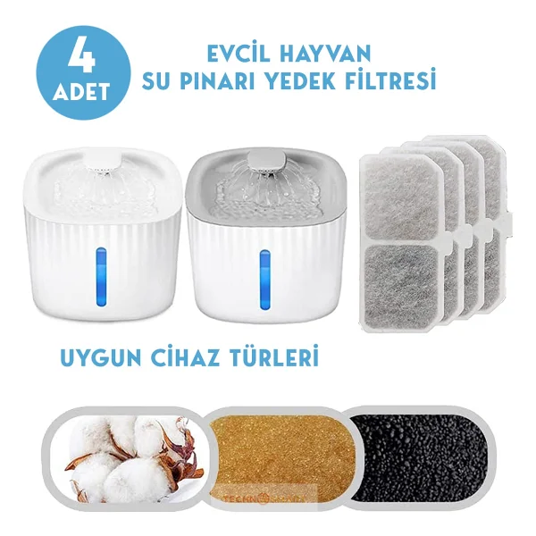 Trendpoint 4 Adet Kedi Köpek Su Çeşmesi Su Pınarı Filtresi - Görsel 2