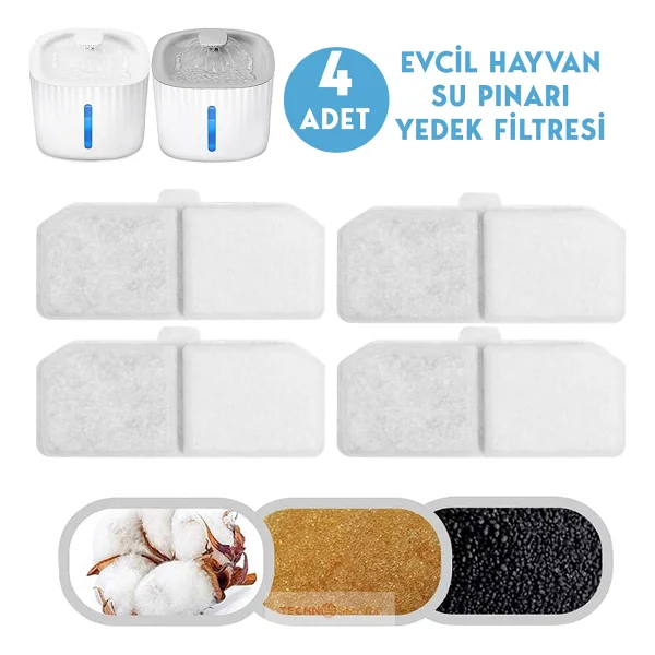 Trendpoint 4 Adet Kedi Köpek Su Çeşmesi Su Pınarı Filtresi - Görsel 4