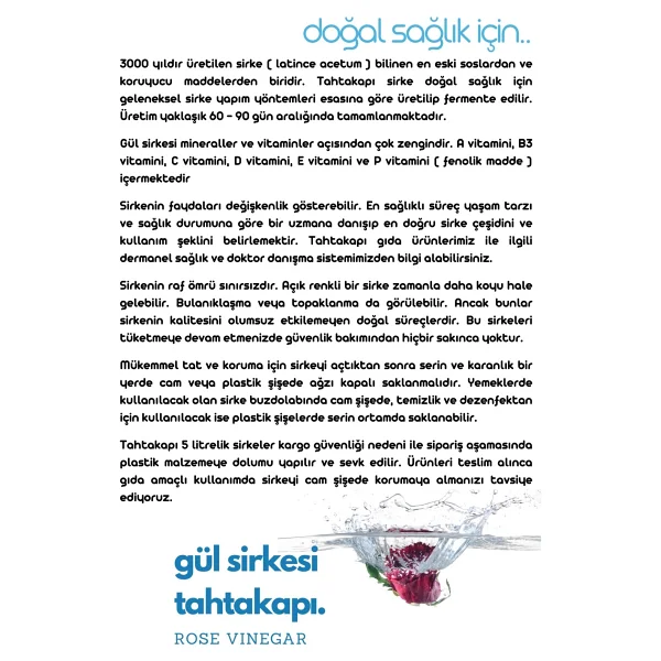 Tahtakapı Gül Sirkesi 5 lt - Görsel 4