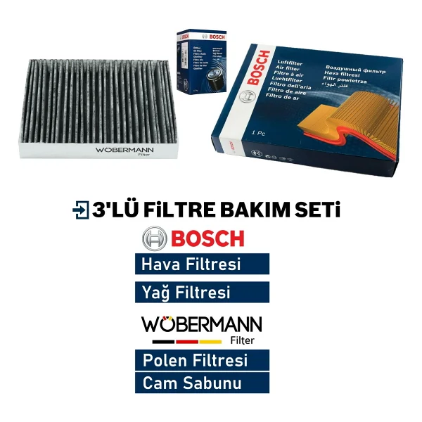 Wöbermann+bosch Peugeot 207 1.4 Hdi Filtre Bakım Seti 2006-2010 3k - Görsel 3
