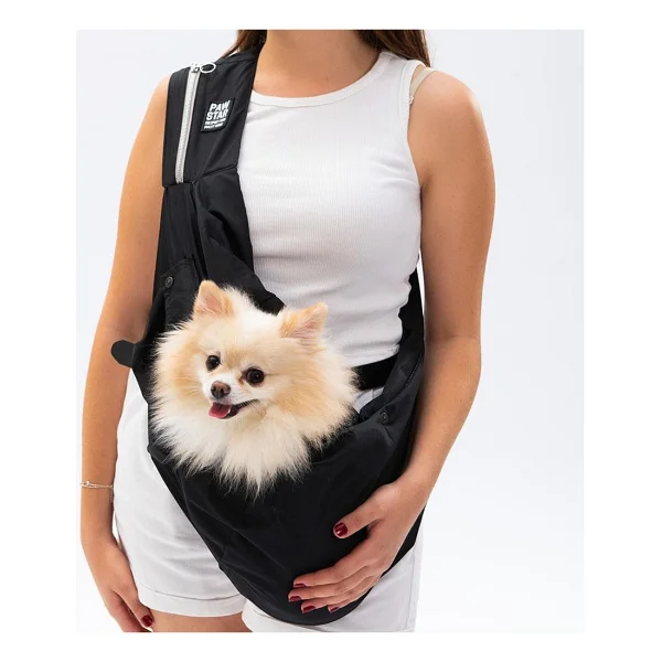 Pawstar Siyah Crossbody Küçük Irk Köpek Taşıma Çantası Hafif ve Dayanıklı Su İtici Materyal - Görsel 5