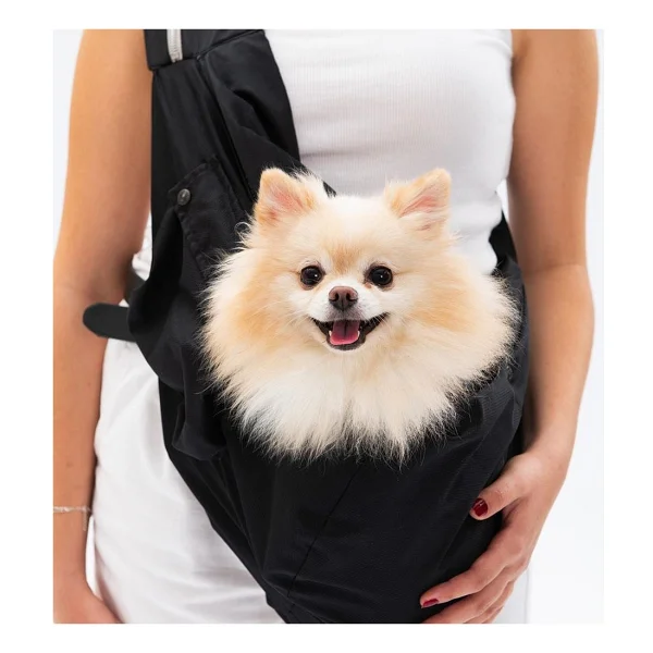 Pawstar Siyah Crossbody Küçük Irk Köpek Taşıma Çantası Hafif ve Dayanıklı Su İtici Materyal - Görsel 2