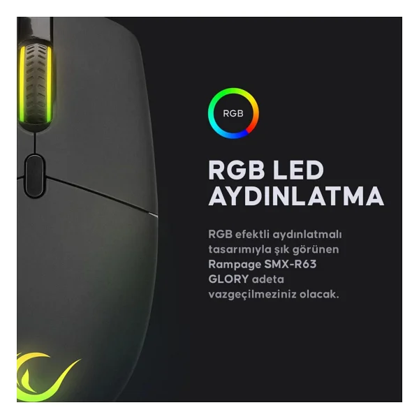 Rampage SMX-R63 GLORY RGB Makrolu Ergonomik Optik Kablolu Oyuncu Mouse - Görsel 7