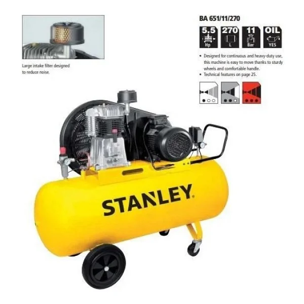 Stanley Hava Kompresörü BA651/11/270F Hp5.5 -3T Trifaze - Görsel 4