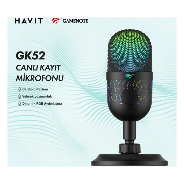 Havit Gamenote GK52 RGB Oyuncu ve Yayıncı Mikrofonu - Görsel 2