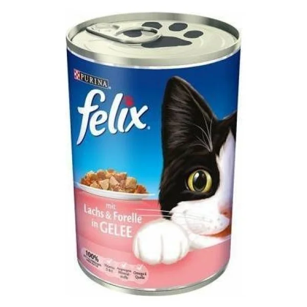 Felix Somon ve Alabalıklı 400 gr 24'lü Yetişkin Konserve Kedi Maması - Görsel 3