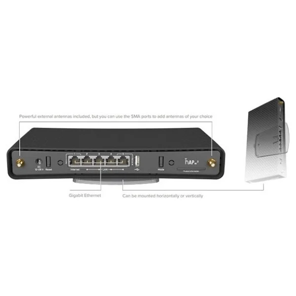 Mikrotik HAP AC3 RBD53IG-5HACD2HND 5 Port 1200 Mbps Router - Görsel 2