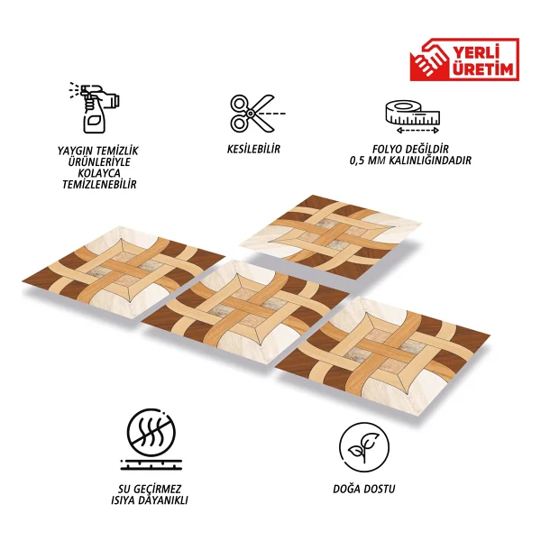Tink Kendinden Yapışkanlı Ahşap 010 Desenli Pvc Karo 30X30 cm (11 Adet) 1m2 - Görsel 2