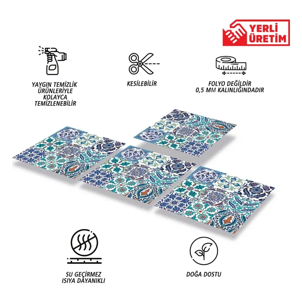 Tink Kendinden Yapışkanlı Çini 019 Desenli Pvc Karo 30X30 cm 4'lü 0,36 M2 - Görsel 2
