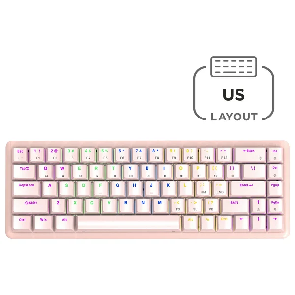 Rampage Rebel Pembe TKL İngilizce Red Switch Kablolu Mekanik Oyuncu Klavyesi - Görsel 6