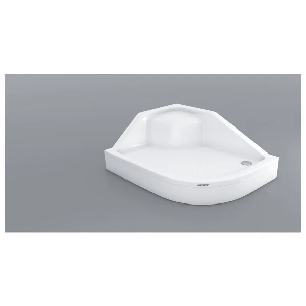 Shower Asimetrik Oval Oturmalı Duş Teknesi 90x100 - Görsel 6