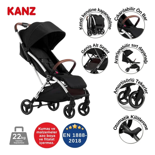 Kanz A-Go Yeşil Kabin Bebek Arabası - Görsel 8
