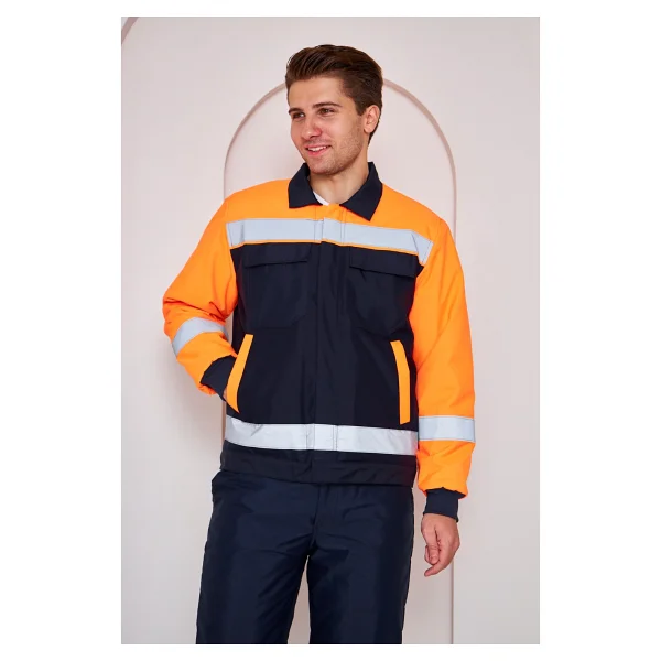 Orange Safety Turuncu-Lacivert Soğuk Hava İş İş Montu Takım Su Ve Rüzgar İticili (XL) - Görsel 2