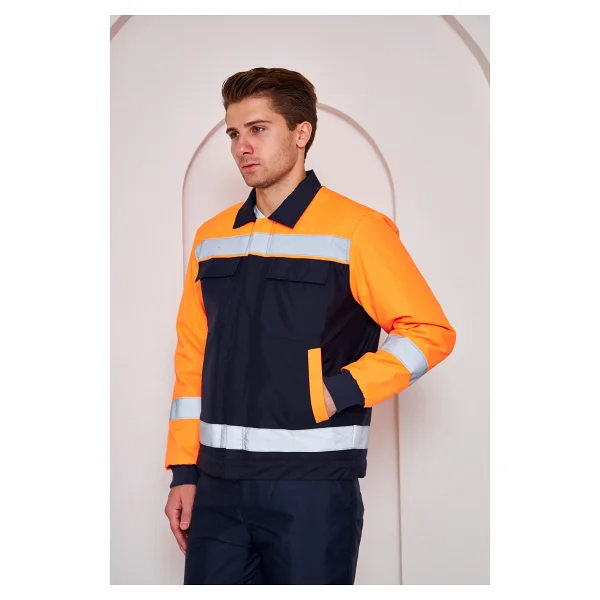 Orange Safety Turuncu-Lacivert Soğuk Hava İş İş Montu Takım Su Ve Rüzgar İticili (XL) - Görsel 3