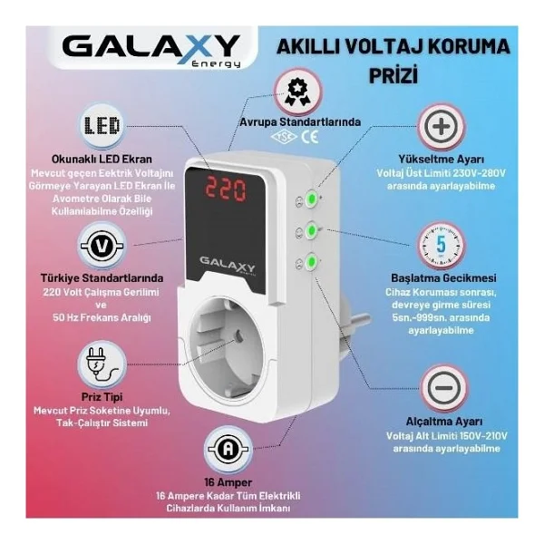 Galaxy Energy S 220 Kablosuz Akım Korumalı Priz - Görsel 3