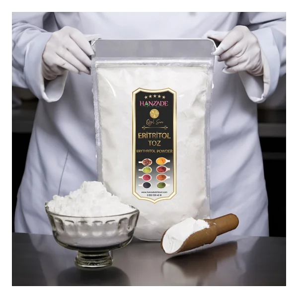 Hanzade Bitkisel Eritritol Pudra Form 1 Kg Doğal Toz Tatlandırıcı Sıfır Kalori Keto Diyet Erythritol Powder - Görsel 2