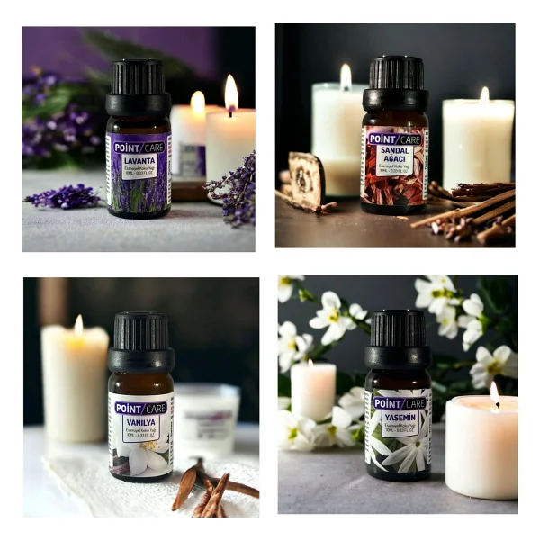 AY MAGNET Point Care Popüler Mum Esans Seti Lavanta-Sandal-Yasemin-Vanily-Krzçiçeği-Amber Soya Wax Parafin Jel Mum - 6 Adet - Görsel 2