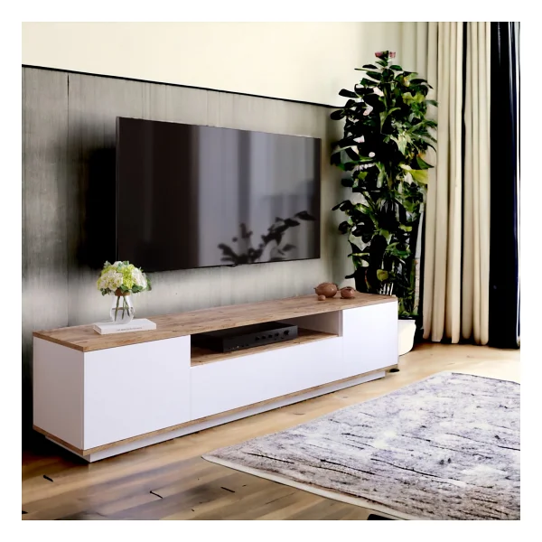Robin Home Tv Ünitesi Televizyon Sehpası Tv Sehpası 180CM Beyaz - Görsel 2