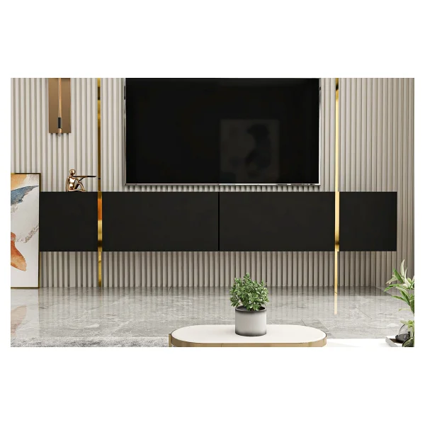 Givayo Mobilya Su Tv Ünitesi Altın 150 cm Duvara Monte Ayaklı - Beyaz - Görsel 7